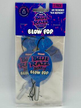 3 Charms Blue Raspberry Scented Blow Pop Car Air Fresheners
